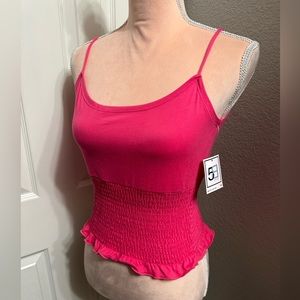 Pink Smocked Cami Tank Top